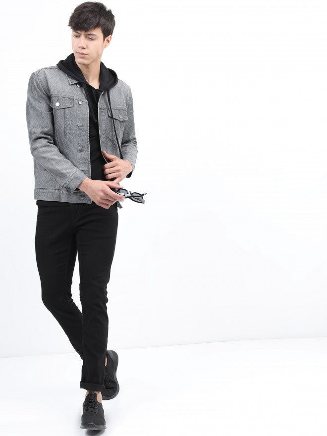 Ketch Men Grey Denim Jacket - Grey - Image 2