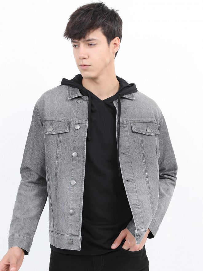 Ketch Men Grey Denim Jacket - Grey - Image 4