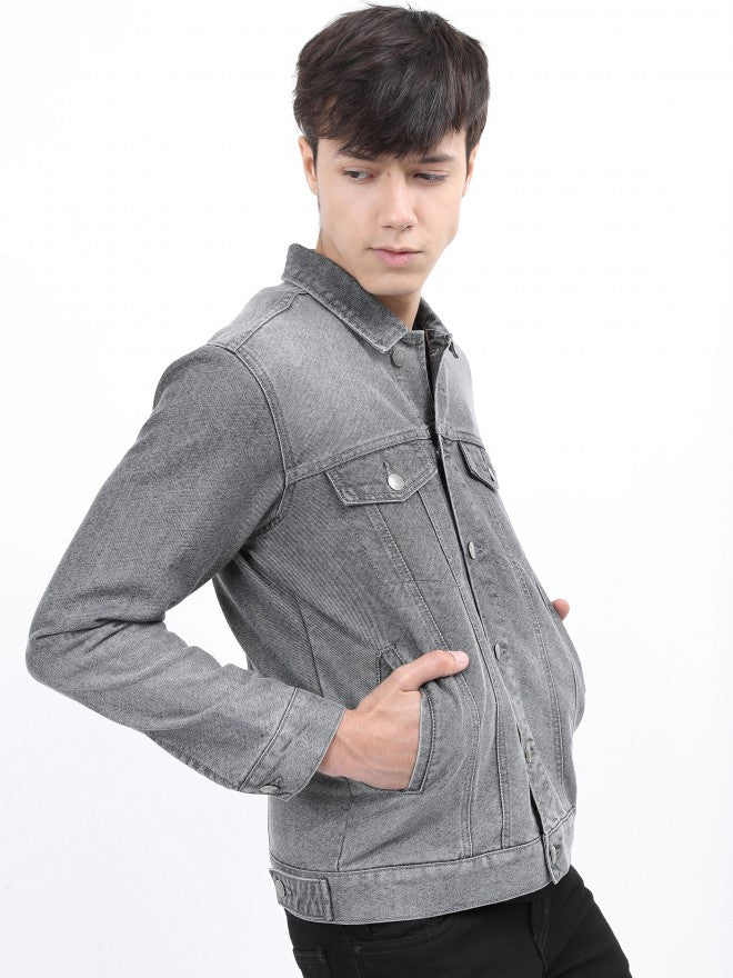 Ketch Men Grey Denim Jacket - Grey - Image 6