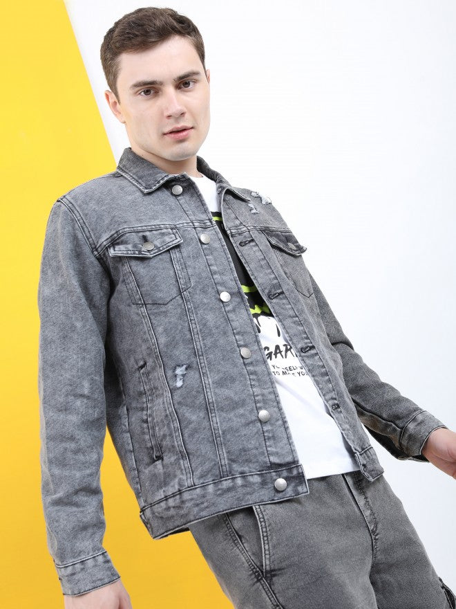 Ketch Men Black Denim Jacket - Black - Image 1