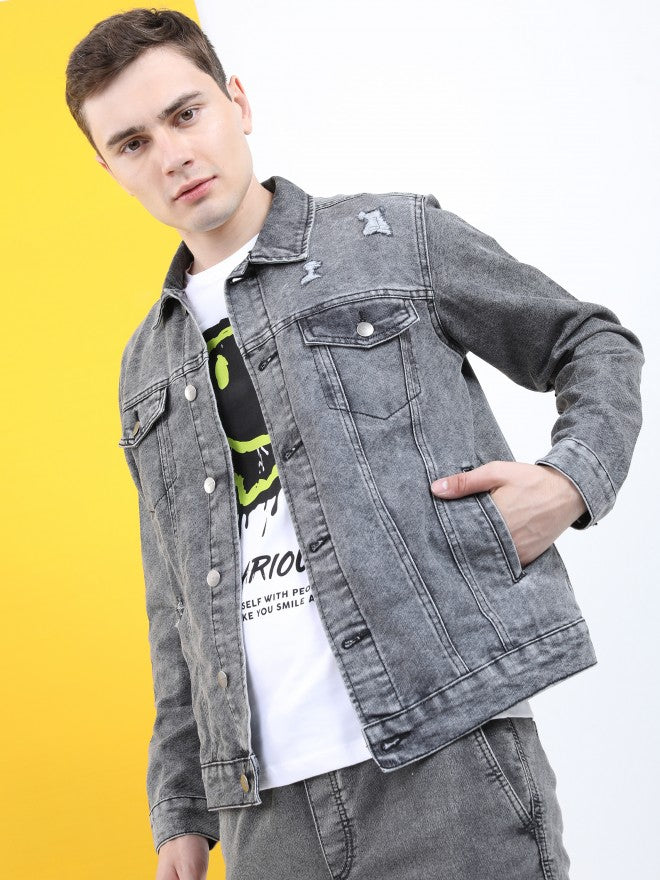 Ketch Men Black Denim Jacket - Black - Image 4