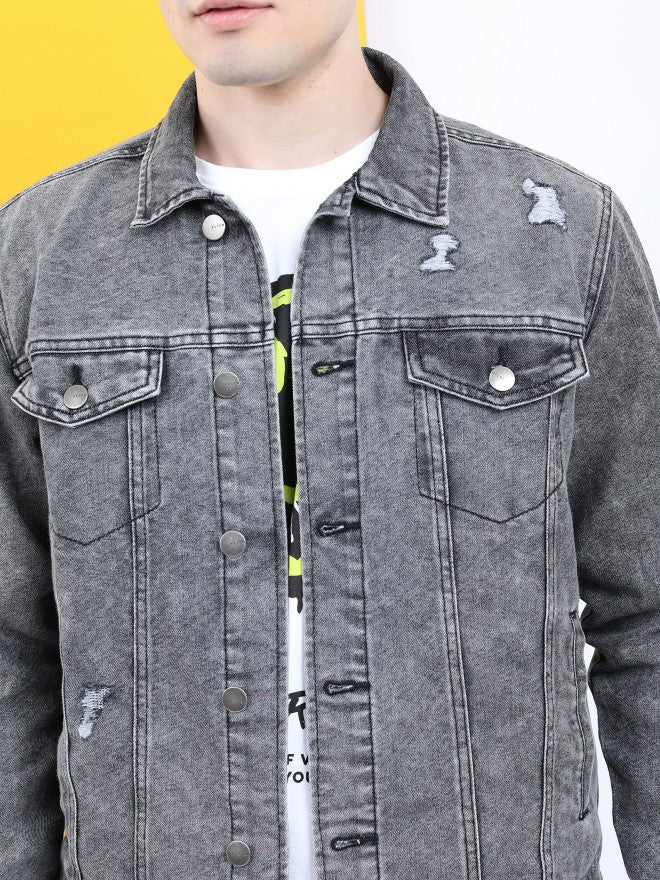 Ketch Men Black Denim Jacket - Black - Image 5