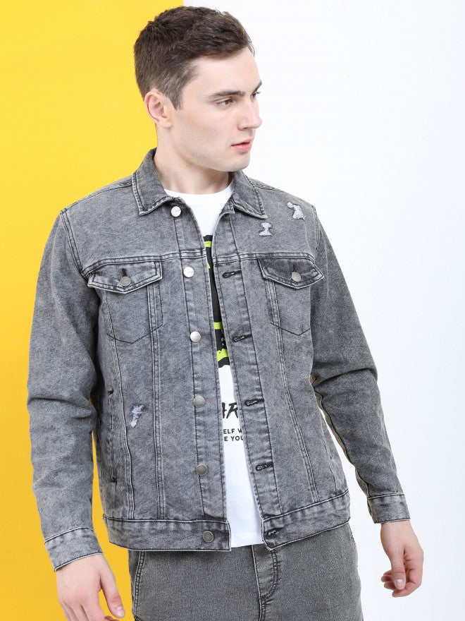 Ketch Men Black Denim Jacket - Black - Image 6