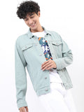 Ketch Men Green Solid Denim Jacket - Green - Image 1