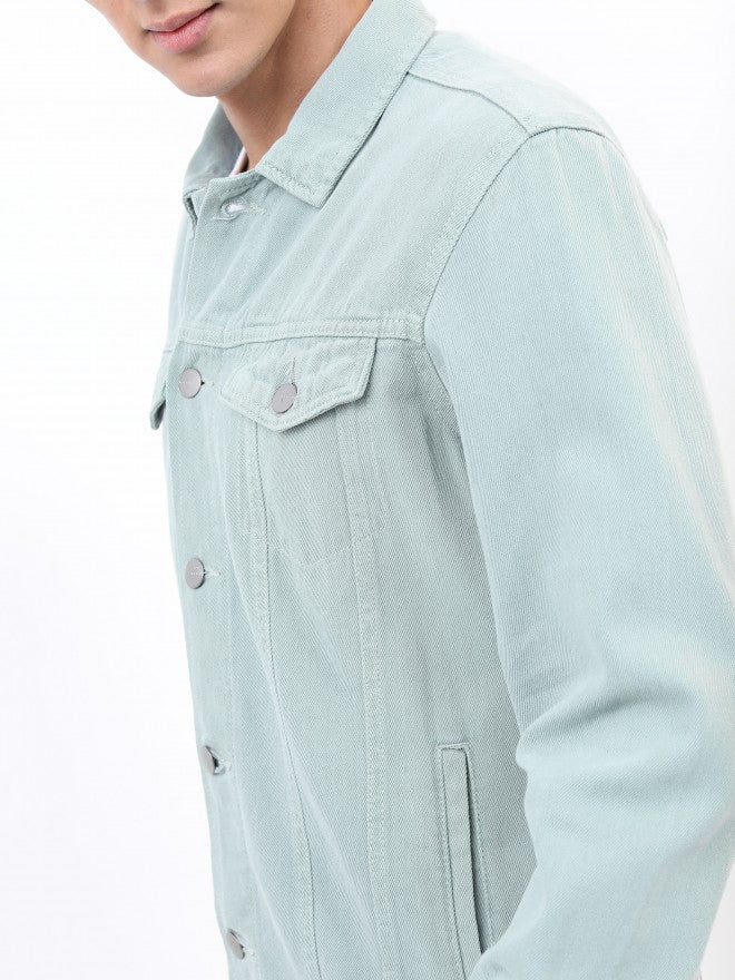 Ketch Men Green Solid Denim Jacket - Green - Image 5