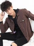 Ketch Men Brown Solid Denim Jacket - Brown - Image 1