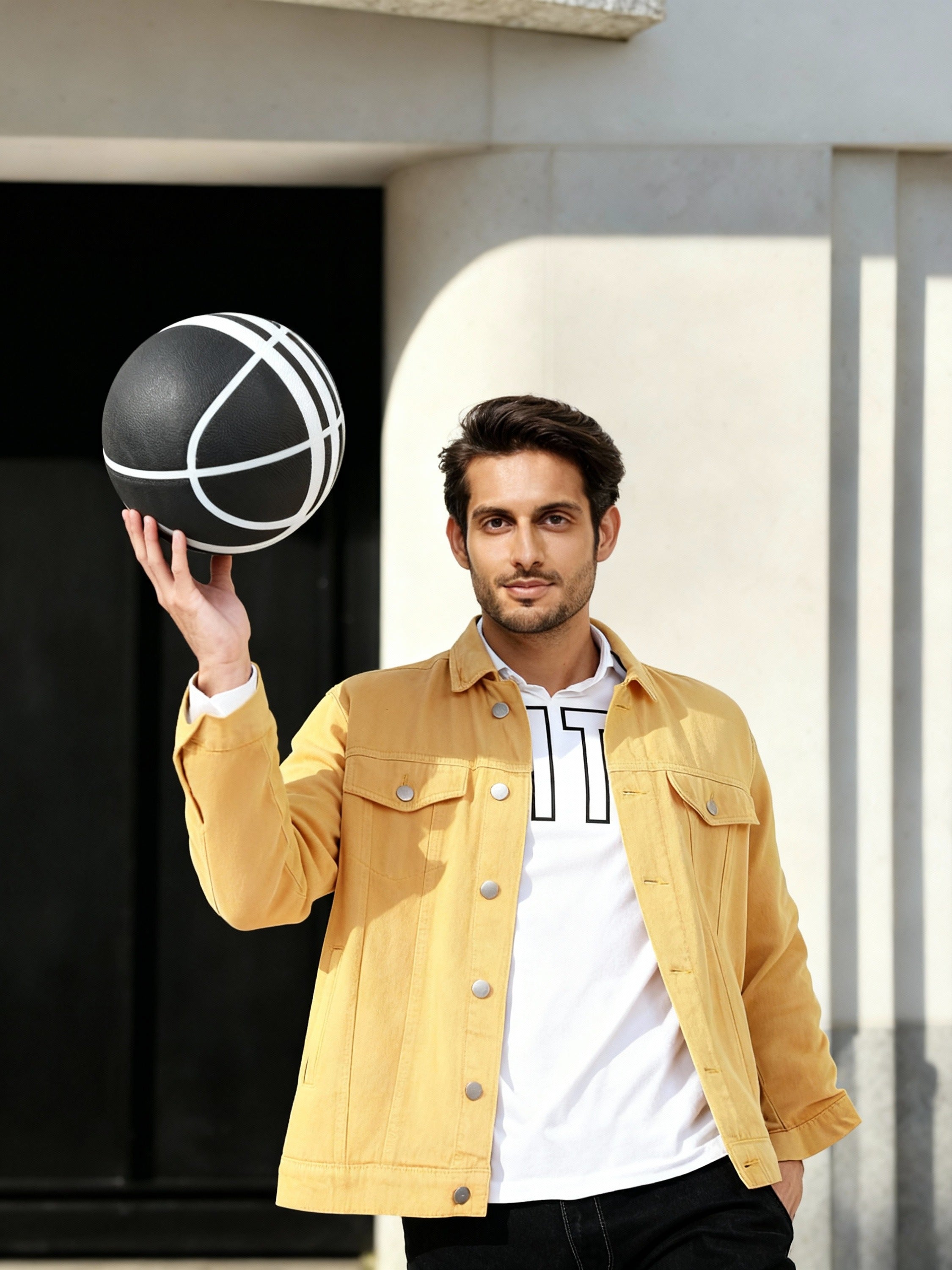 Ketch Men Yellow Solid Denim Jacket - Yellow - Image 1
