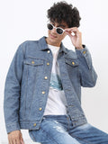 Ketch Men Navy Blue Solid Denim Jacket - Navy Blue - Image 1
