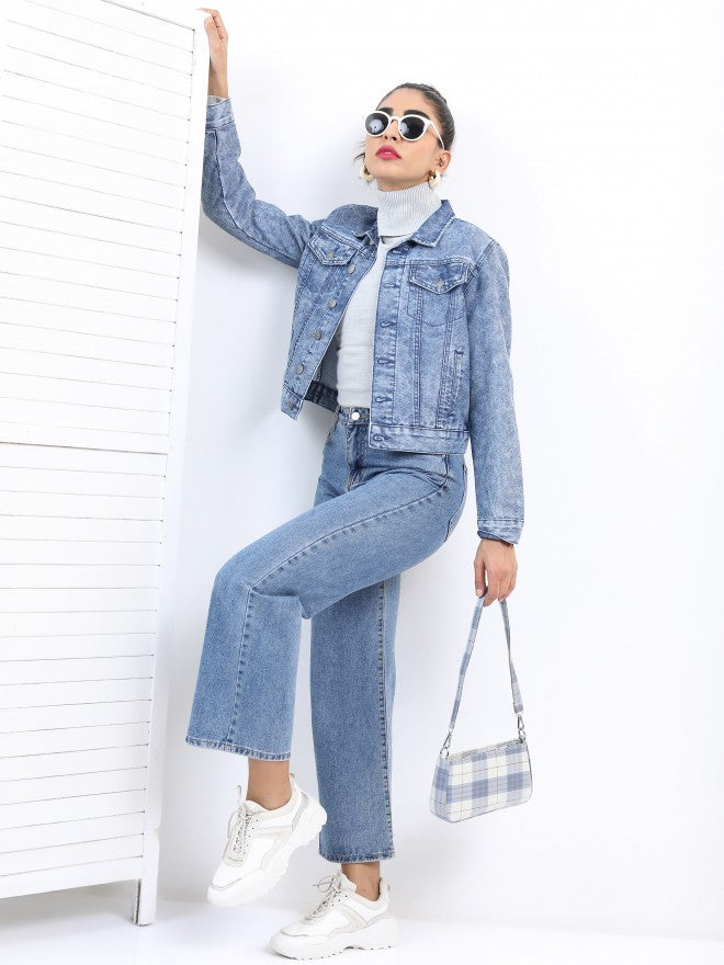 Ketch Women Blue Denim Jacket - Blue - Image 2