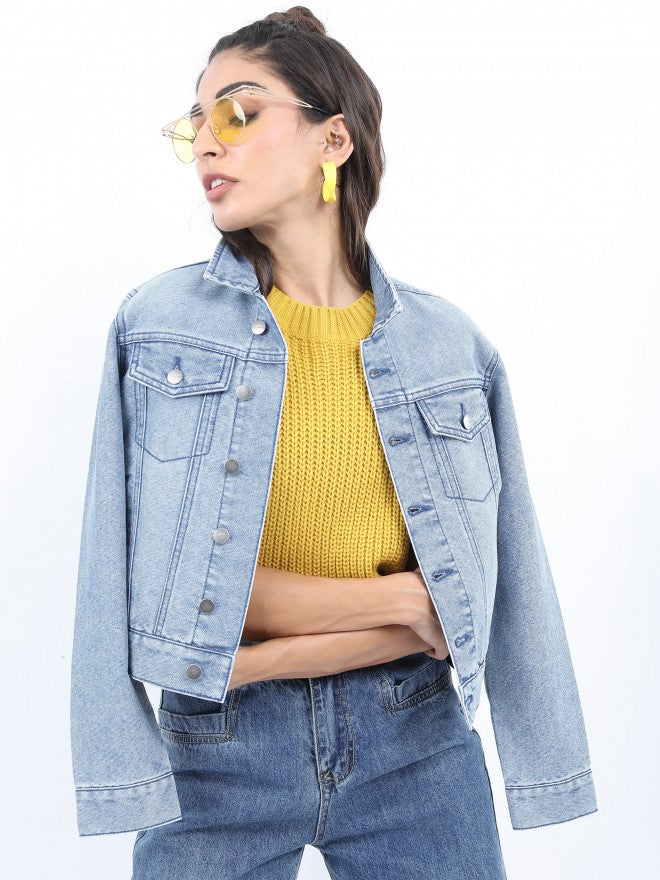 Ketch Women Blue Denim Jacket - Blue - Image 1