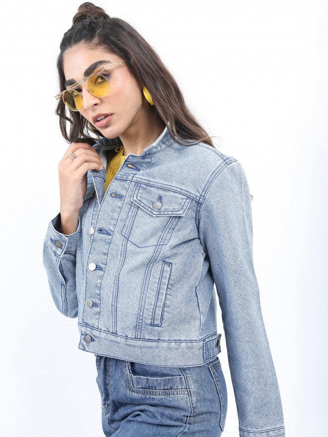Ketch Women Blue Denim Jacket - Blue - Image 4