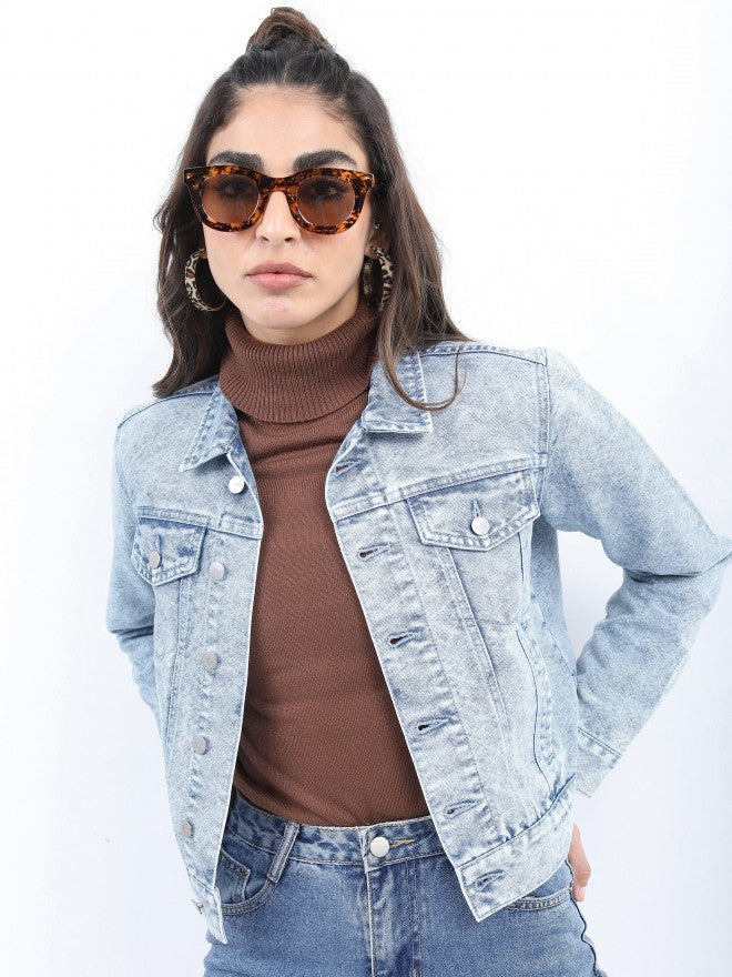 Ketch Women Blue Denim Jacket - Blue - Image 1