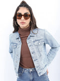 Ketch Women Blue Denim Jacket - Blue - Image 1