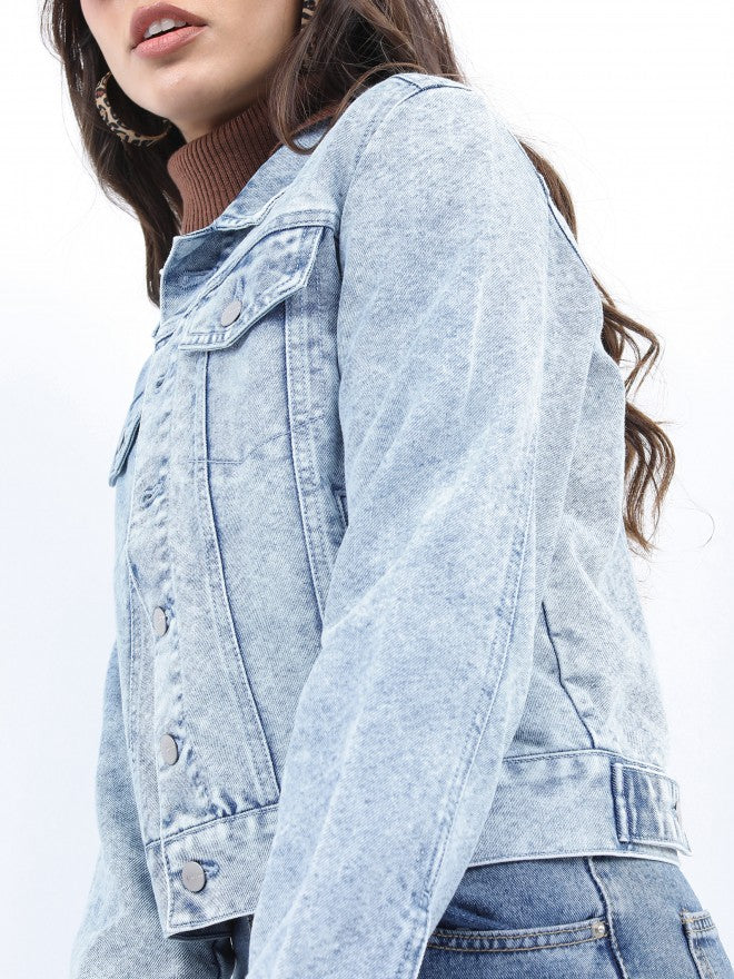 Ketch Women Blue Denim Jacket - Blue - Image 5