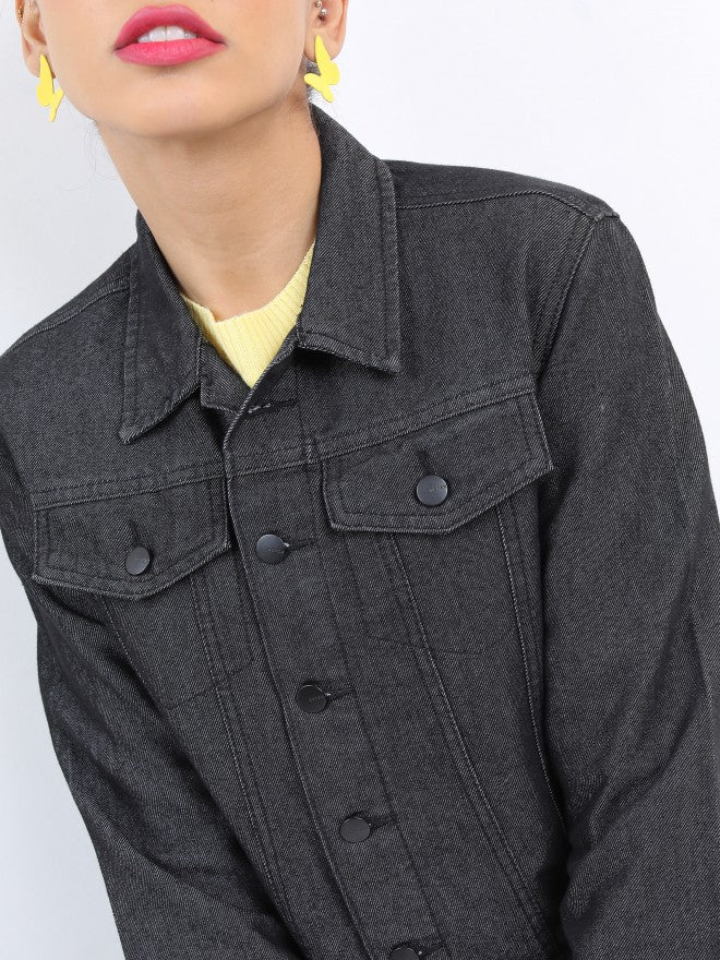 Ketch Women Black Denim Jacket - Black - Image 5