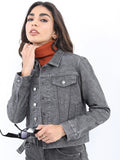 Ketch Women Grey Denim Jacket - Grey - Image 1