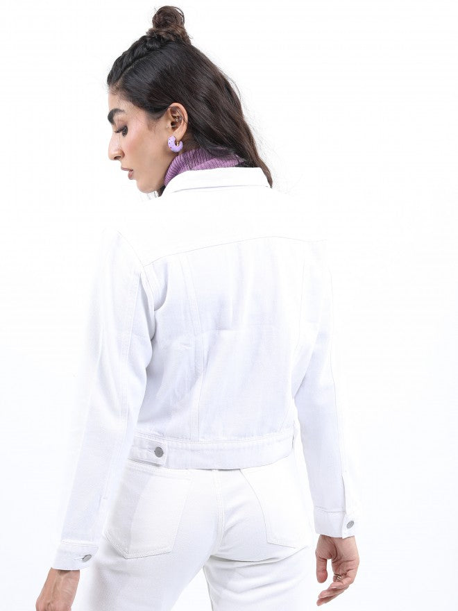 Ketch Women White Denim Jacket - White - Image 3