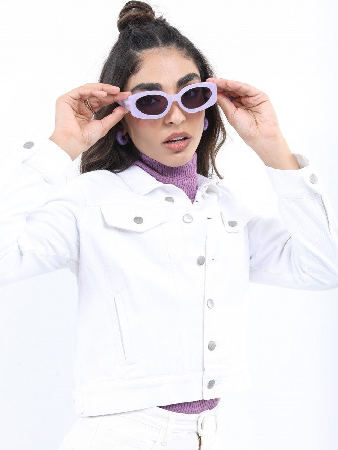 Ketch Women White Denim Jacket - White - Image 6