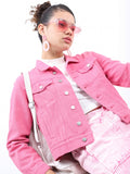 Ketch Women Pink Denim Jacket - Pink - Image 1