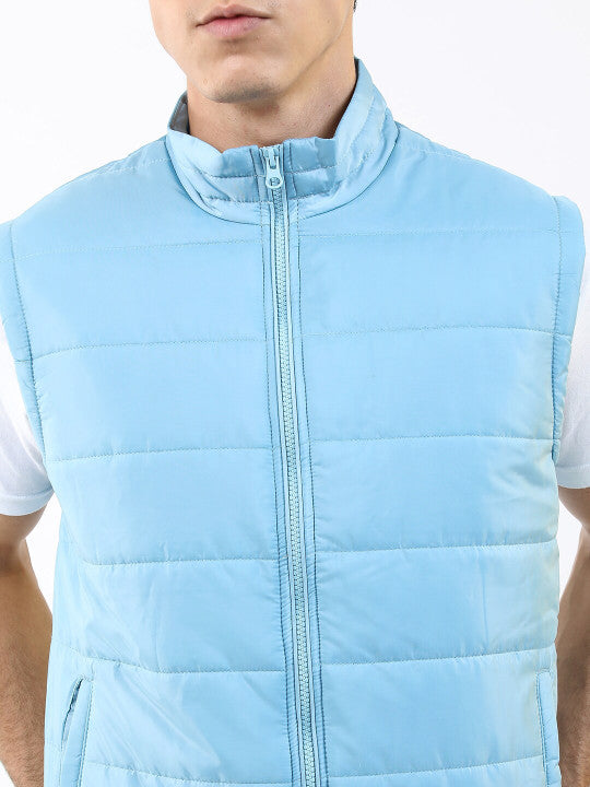 Ketch Men Light Blue Solid Puffer Jacket - Blue - Image 2