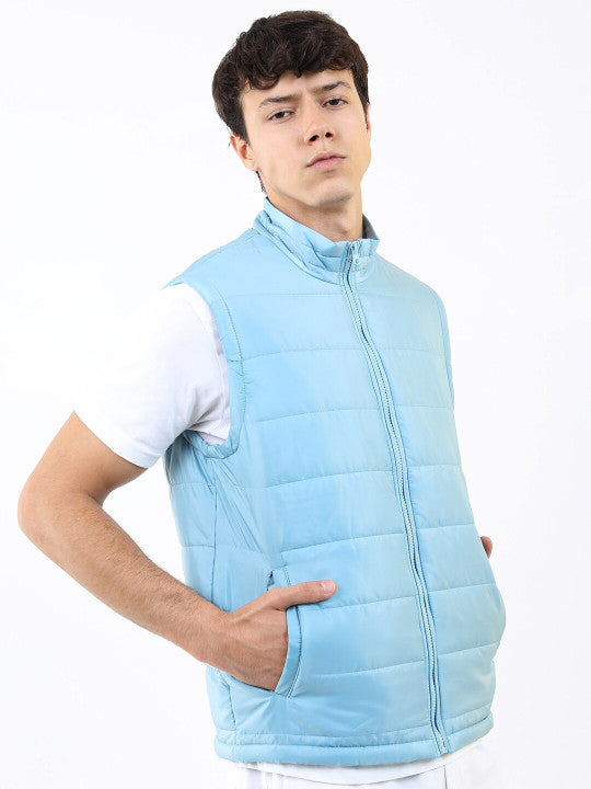Ketch Men Light Blue Solid Puffer Jacket - Blue - Image 3