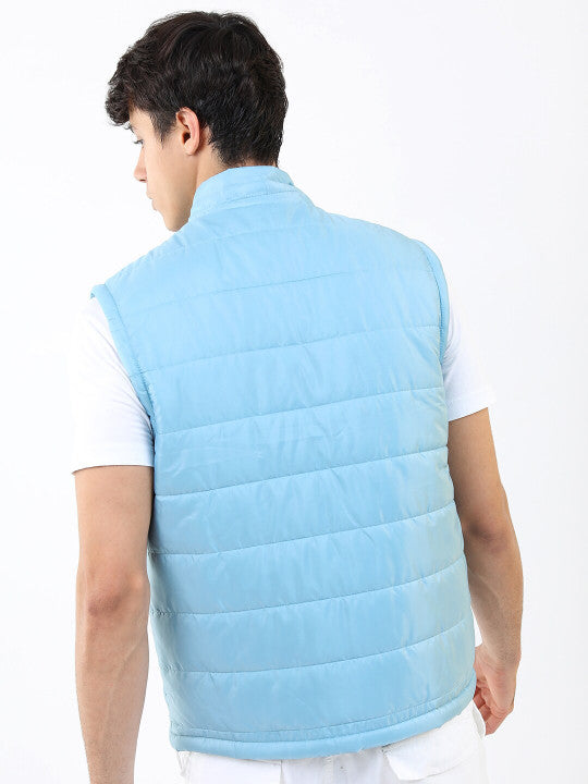 Ketch Men Light Blue Solid Puffer Jacket - Blue - Image 5