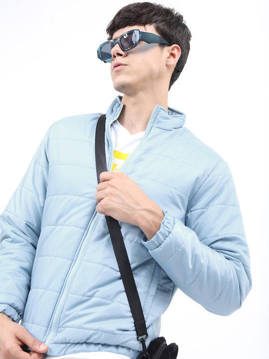 Ketch Men Light Blue Solid Puffer Jacket - Blue - Image 6