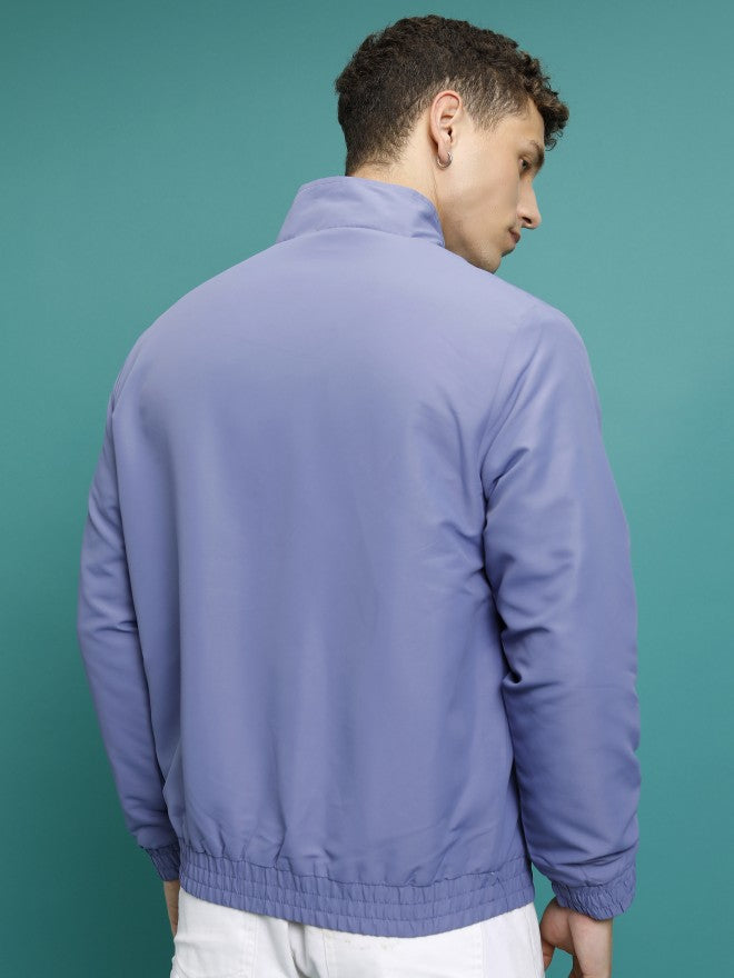Ketch Men Navy Blue Solid Bomber Jacket - Navy Blue - Image 3