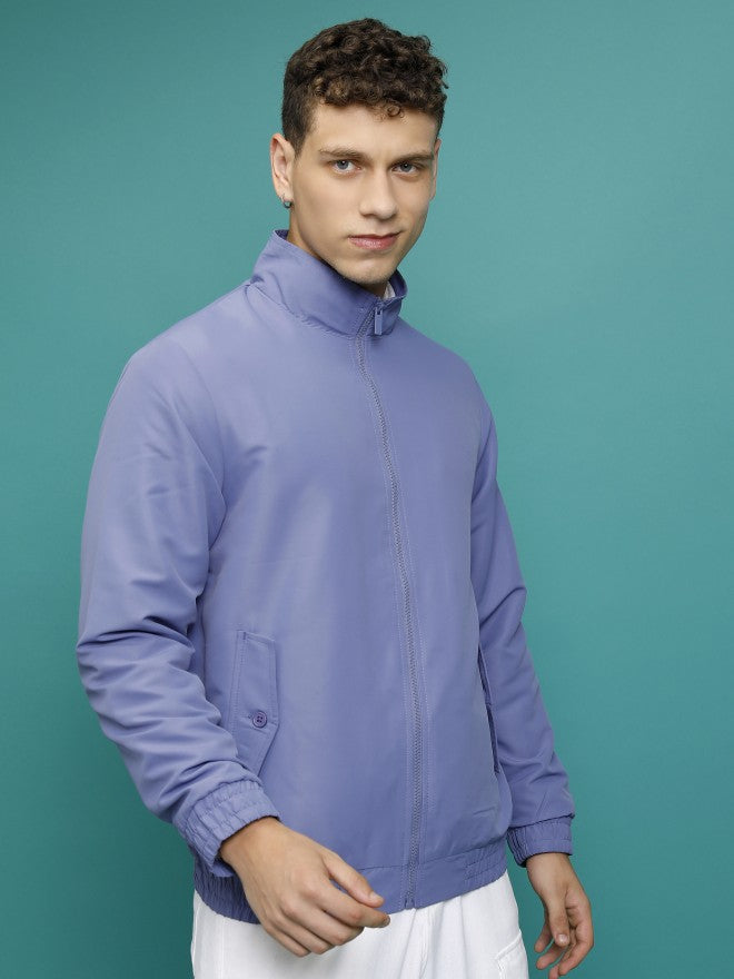 Ketch Men Navy Blue Solid Bomber Jacket - Navy Blue - Image 6
