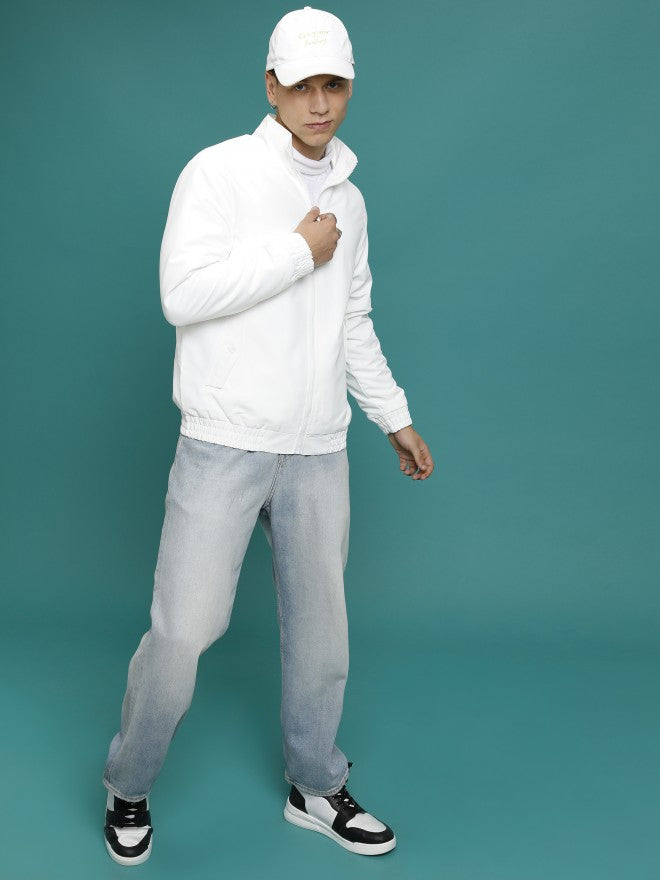 Ketch Men White Solid Bomber Jacket - White - Image 2