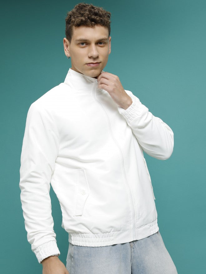 Ketch Men White Solid Bomber Jacket - White - Image 6