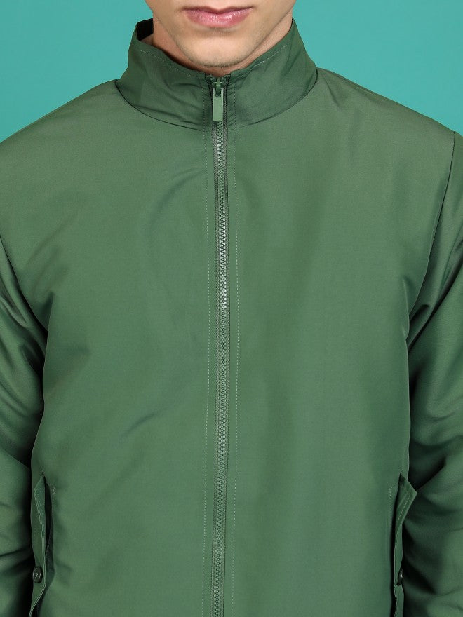 Ketch Men Olive Solid Bomber Jacket - Olive - Image 5