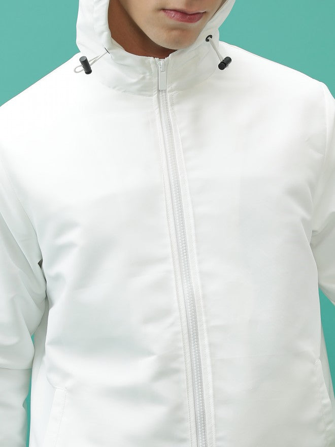 Ketch Men White Solid Bomber Jacket - White - Image 5
