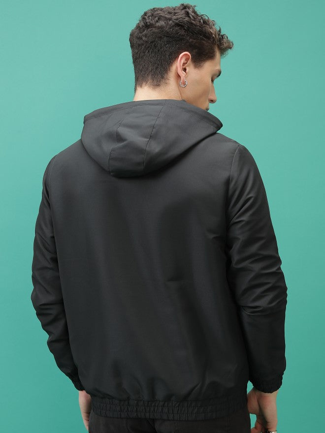 Ketch Men Black Solid Bomber Jacket - Black - Image 3