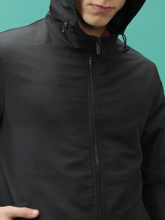 Ketch Men Black Solid Bomber Jacket - Black - Image 5