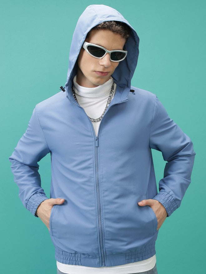 Ketch Men Blue Solid Bomber Jacket - Blue - Image 1