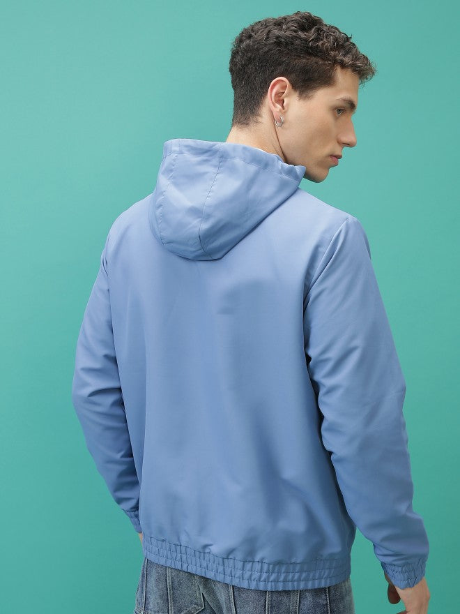 Ketch Men Blue Solid Bomber Jacket - Blue - Image 3