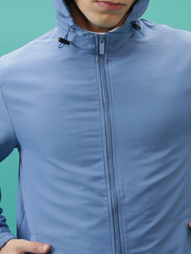 Ketch Men Blue Solid Bomber Jacket - Blue - Image 5