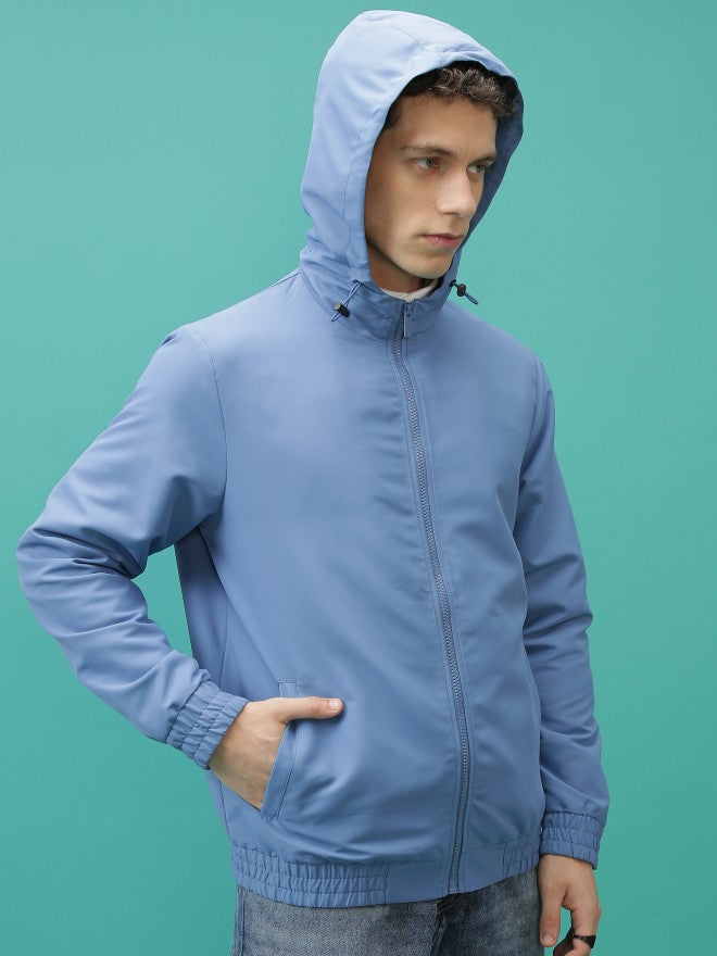 Ketch Men Blue Solid Bomber Jacket - Blue - Image 6
