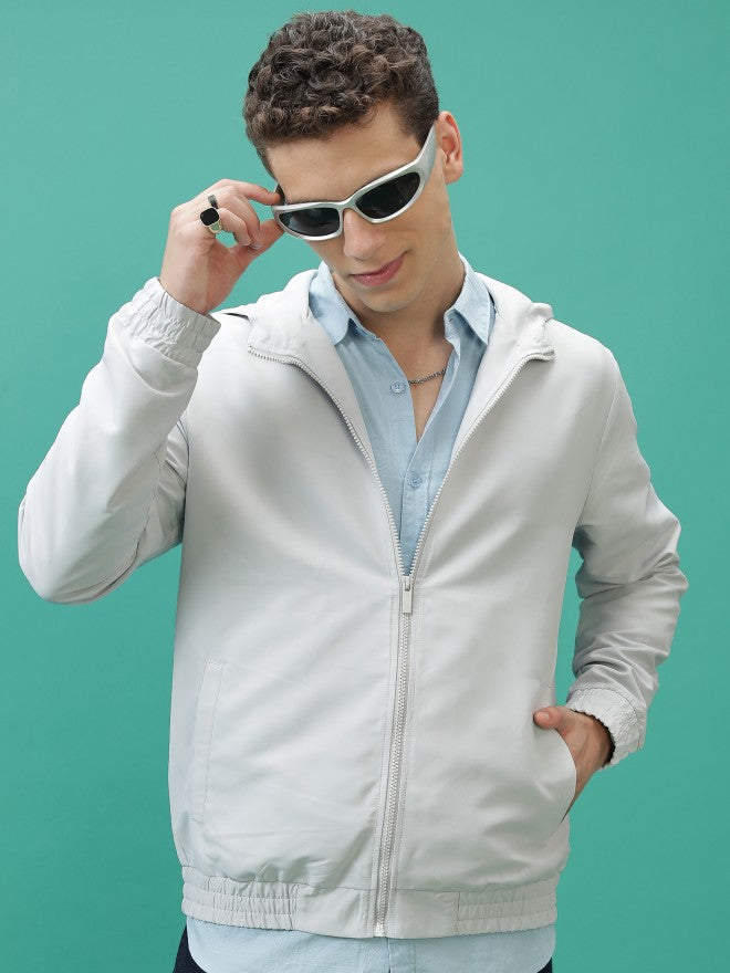 Ketch Men Grey Solid Bomber Jacket - Grey - Image 1