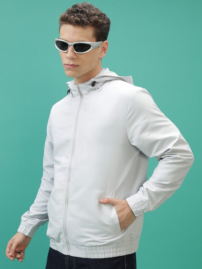 Ketch Men Grey Solid Bomber Jacket - Grey - Image 4