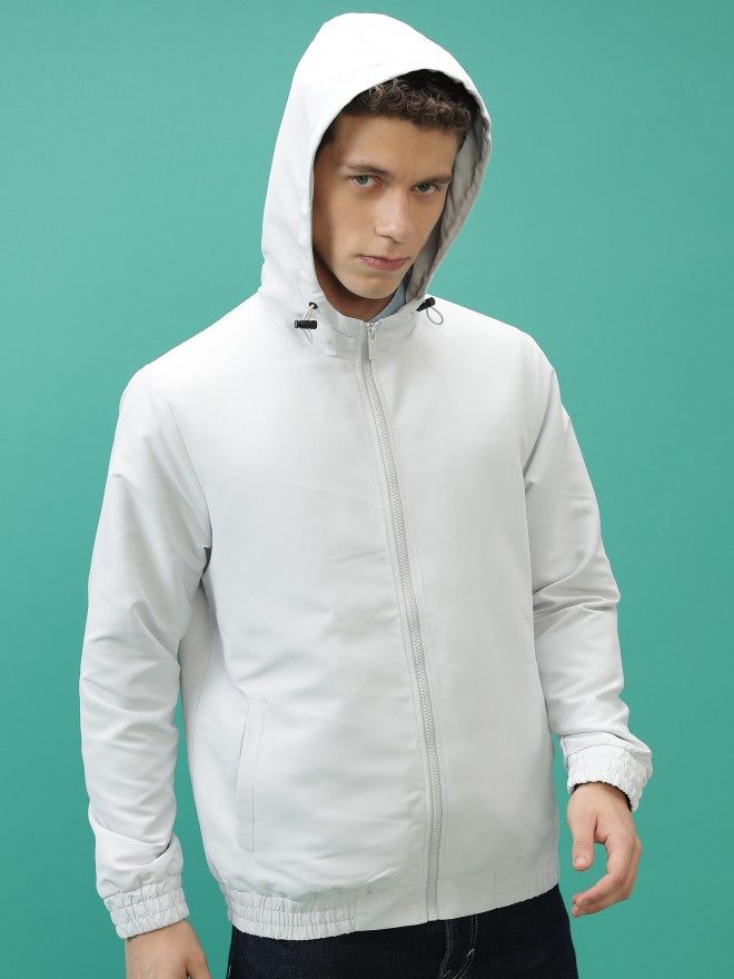 Ketch Men Grey Solid Bomber Jacket - Grey - Image 6