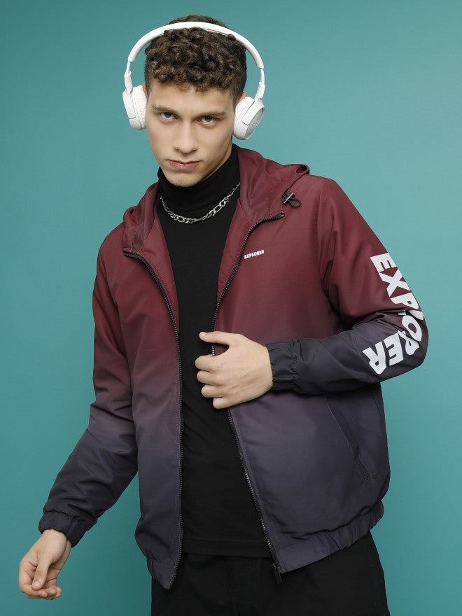 Ketch Men Maroon Printed Bomber Jacket - Maroon - Image 1