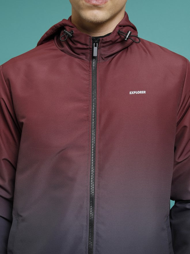 Ketch Men Maroon Printed Bomber Jacket - Maroon - Image 5