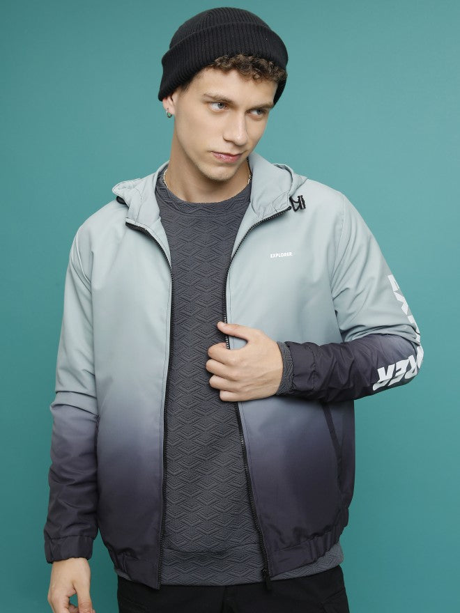 Ketch Men Grey Printed Bomber Jacket - Grey - Image 1