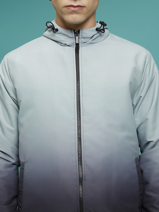 Ketch Men Grey Printed Bomber Jacket - Grey - Image 5