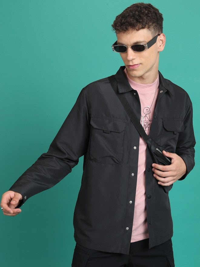 Ketch Men Black Open Front Jacket - Black - Image 1