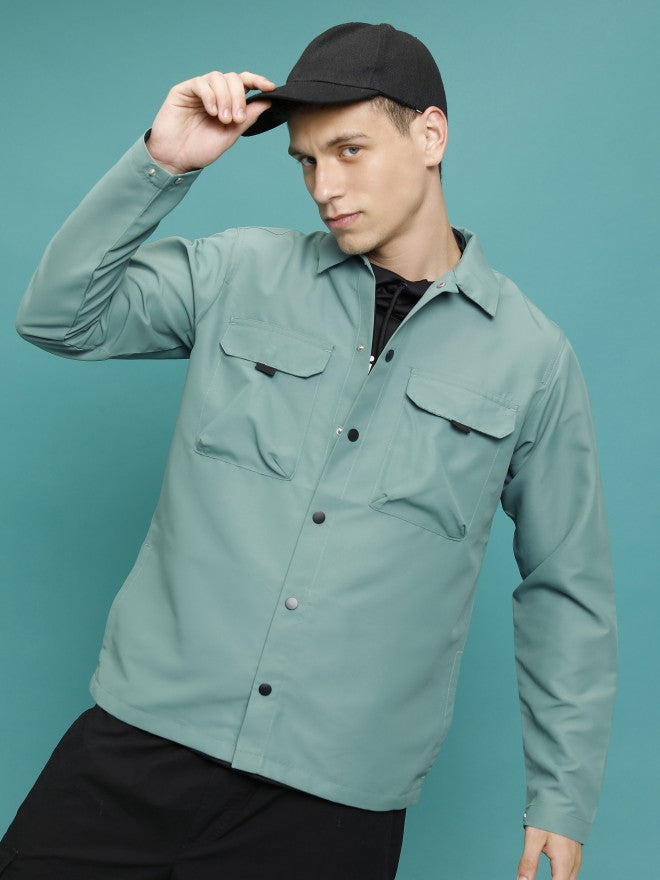 Ketch Men Olive Solid Bomber Jacket - Olive - Image 1