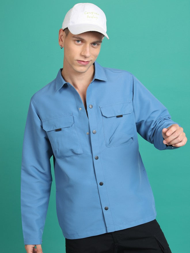 Ketch Men Blue Open Front Jacket - Blue - Image 1