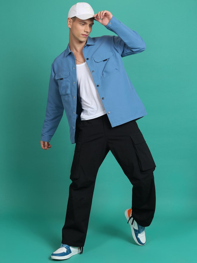 Ketch Men Blue Open Front Jacket - Blue - Image 2